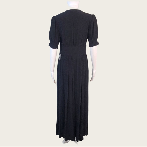 Express Button Down Short Sleeve Maxi Dress Black Size Small - Picture 3 of 10